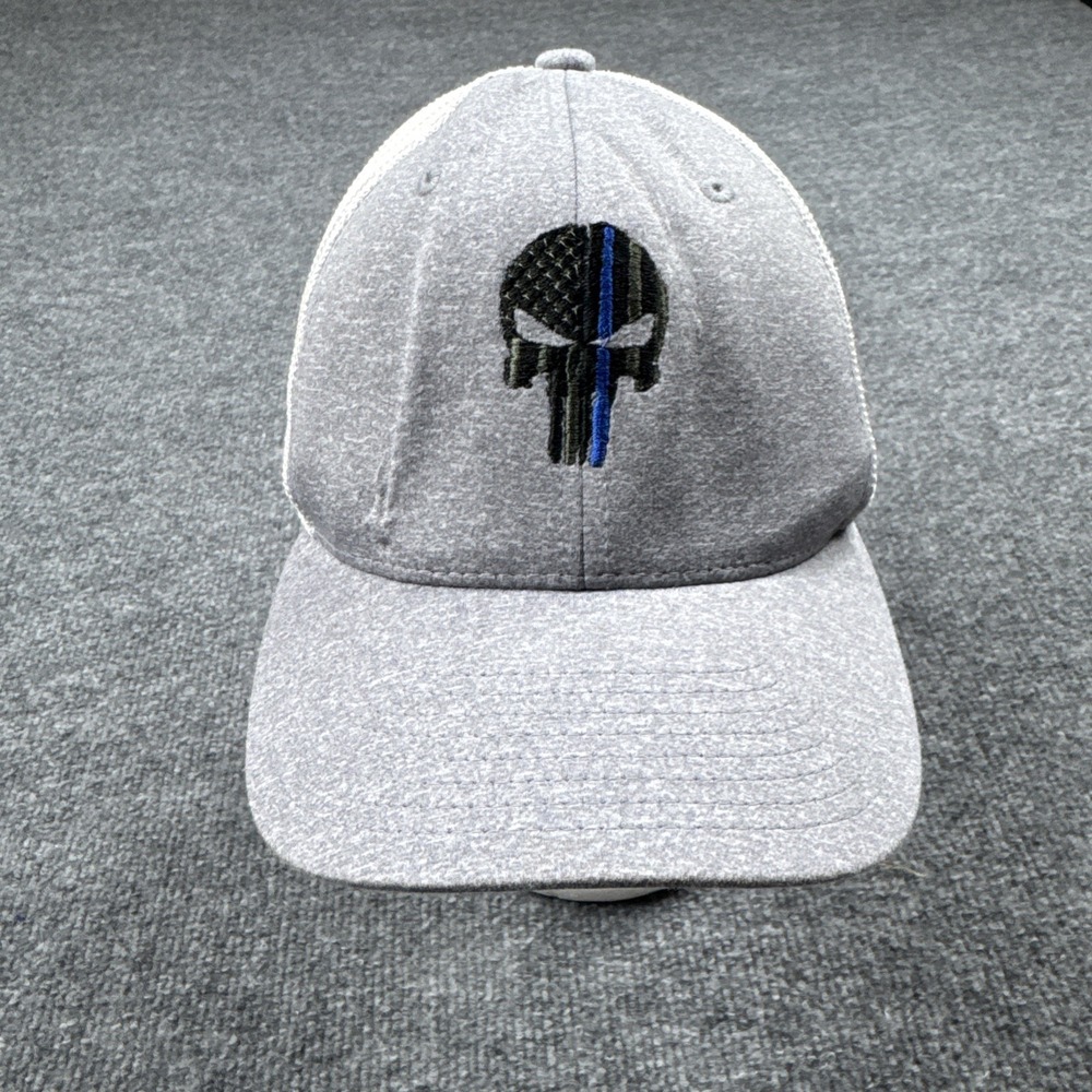 Punisher Skull Embroidered FLEXFIT HAT Police Fireman Gray OSFA
